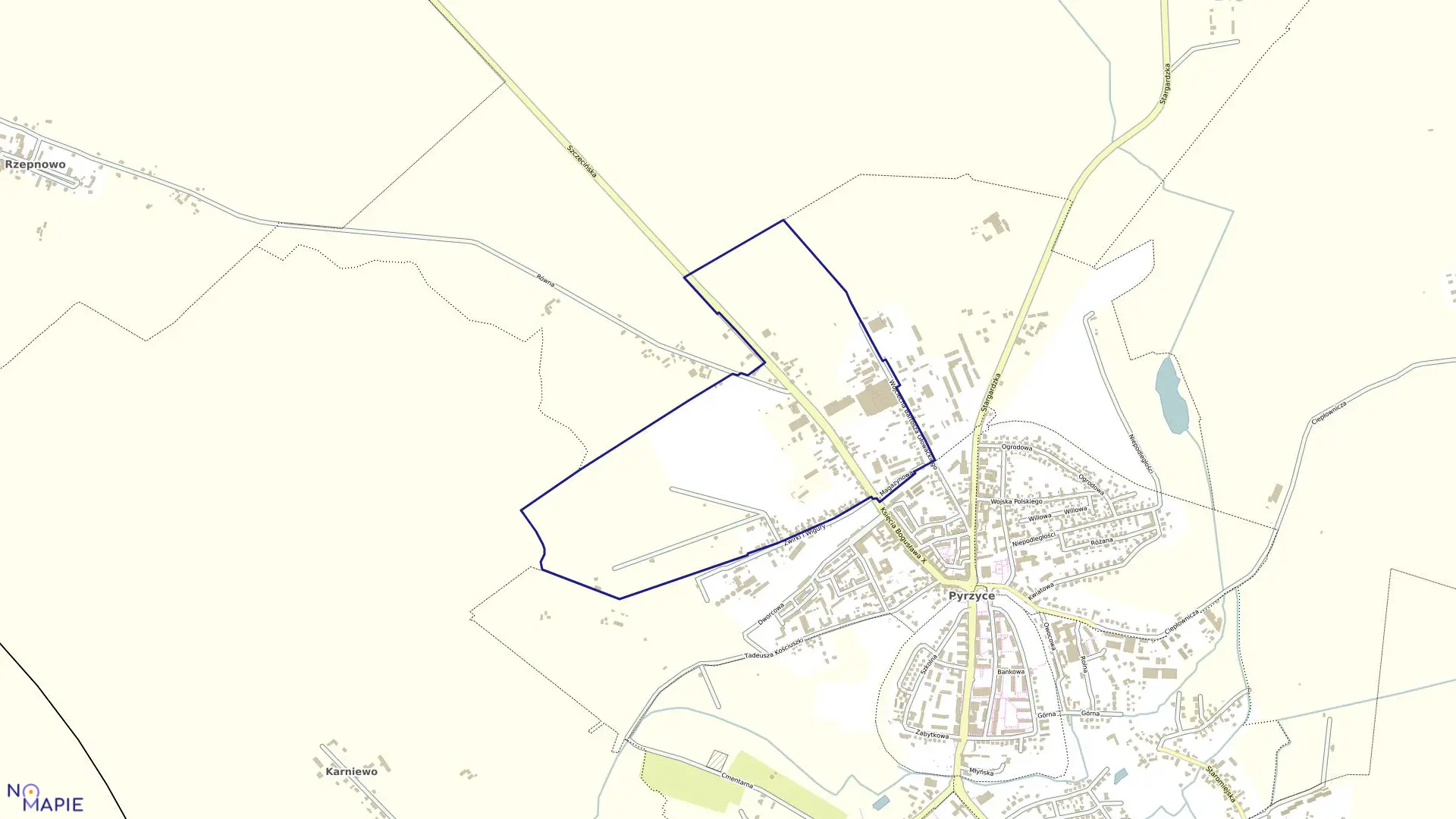 Mapa obrębu Pyrzyce 5 w gminie Pyrzyce